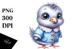 Funny Baby Dove Portrait | Watercolor Clipart Product Image 3