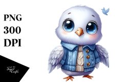 Funny Baby Dove Portrait | Watercolor Clipart Product Image 1