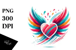 Heart with Wings Paintbrush Style PNG Product Image 1