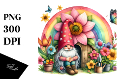 Gnome Rainbow Bird | Sublimation Clipart Product Image 1