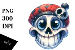 Funny Watercolor Wimsical Skull | Haloween Clipart Product Image 1