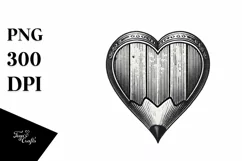 Vintage Pencil Roses Heart Design, PNG Product Image 1
