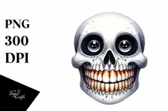 Funny Watercolor Skull Smile With Big Teeth | Haloween Product Image 3