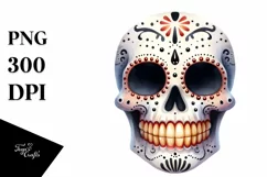 Watercolor Funny Halloween Skull | Clipart Product Image 3