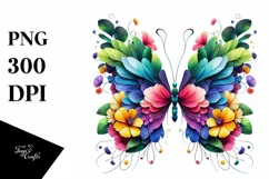 Vibrant Butterfly with Flowers, PNG Product Image 1