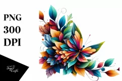 Vibrant Butterfly with Flowers, PNG Product Image 3