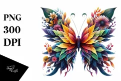 Vibrant Butterfly with Flowers, PNG Product Image 3