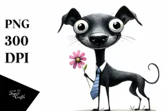 Funny Watercolor Dog Wearing Tie | Clipart Product Image 1