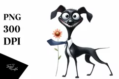 Funny Watercolor Dog Wearing Tie | Clipart Product Image 1