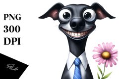 Funny Watercolor Dog Wearing Tie | Clipart Product Image 3
