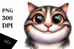 Watercolor Cat with Expressive Goofy Smile | Clipart Product Image 3