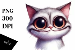 Watercolor Cat with Expressive Goofy Smile | Clipart Product Image 1