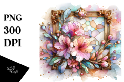 Small Stained Rhododendron Frame PNG Product Image 1