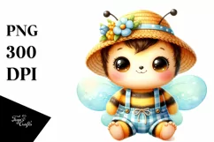 Cute Baby Bee Dressed Watercolor | Sublimation Clipart Product Image 1
