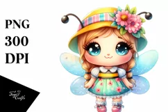 Cute Baby Bee Dressed Watercolor | Sublimation Clipart Product Image 1
