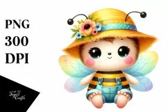Cute Baby Bee Dressed Watercolor | Sublimation Clipart Product Image 1