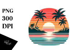 Retro Tropical Island Sunset, 20 oz Tumbler Product Image 1