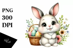 Easter Bunny Egg Flower, Clipart |T-shirt, Mug PNG Product Image 1
