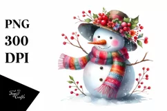 Colorful Snowman with Scarf PNG Product Image 1