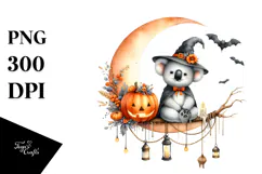 Halloween Koala on Moon, High-Res PNG Product Image 1