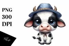 Watercolor Baby Cow Clipart Product Image 3