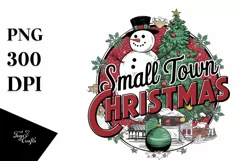 Retro Small Town Christmas Snow Man Png Product Image 5