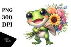 Baby Frog Watercolor Clipart Product Image 1