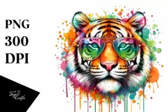 Quirky Colorful Artistic Tiger | Sublimation | Clipart Product Image 3