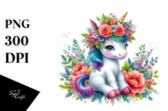 Cute Baby Unicorn Sitting PNG Product Image 3