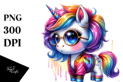 Vibrant Unicorn with Cool Haircut PNG Product Image 1