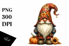 Autumn Gnome Watercolor PNG Product Image 3
