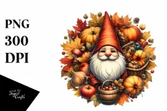 Autumn Gnome Watercolor PNG Product Image 3
