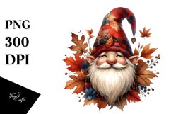 Detailed Watercolor Autumn Gnome PNG Product Image 3