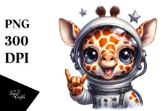 Cute Baby Giraffe with Punk Look, PNG Product Image 1