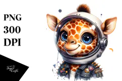 Cute Baby Giraffe with Punk Look, PNG Product Image 1