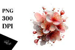 Abstract Cherry Blossom with Golden Insertions PNG Product Image 1