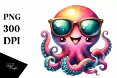 Vibrant Watercolor Whimsical Octopus Sunglasses Product Image 3
