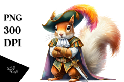 Colorful Squirrel in Musketeer Suit PNG Product Image 1