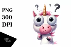Expressive Very Confused Unicorn PNG Product Image 1
