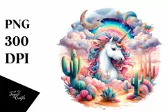 Baby Unicorn with Desert Scene PNG Product Image 1