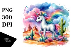 Baby Unicorn with Desert Scene PNG Product Image 1