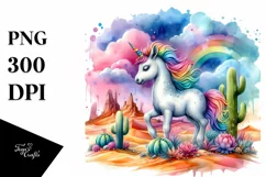 Baby Unicorn with Desert Scene PNG Product Image 1