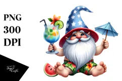 Whimsical Gnome Drinking Cocktail PNG Product Image 1