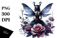 Gothic Fairy on Flower PNG Product Image 1