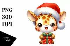 Giraffe with Santa Hat, Transparent PNG Product Image 3