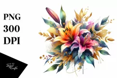 Colorful Abstract Lily Bouquet | Sublimation | Clipart Product Image 1