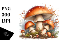 Glossy Mushroom Watercolor Splash PNG Product Image 1