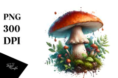 Glossy Mushroom Watercolor Splash PNG Product Image 1