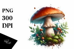 Glossy Mushroom Watercolor Splash PNG Product Image 3
