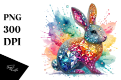 Diamond Bunny on Splashy Background PNG Product Image 1